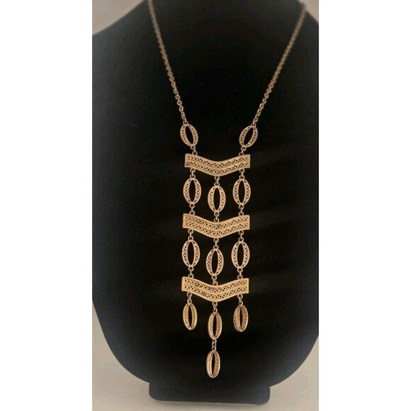 Stella & Dot Kimberly gold tone lariat long necklace 18" - Picture 1 of 10